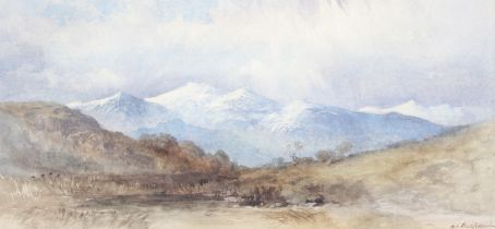 Henry Andrew Harper (1835-1900), watercolour, The Highlands to the Scottish Mountain range.