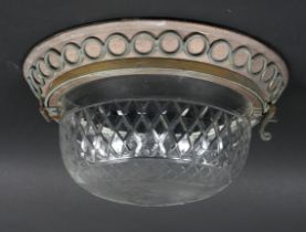 An early 20th century circular cut glass ceiling light.