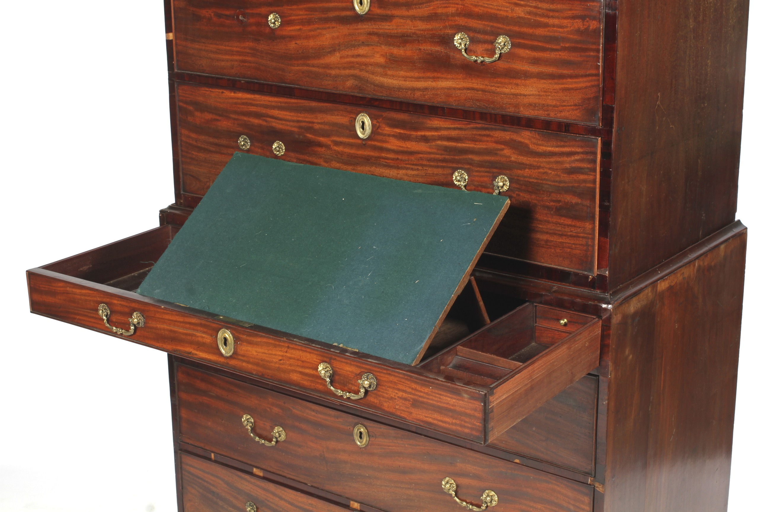 A Georgian mahogany secretaire chest on chest. - Image 4 of 4