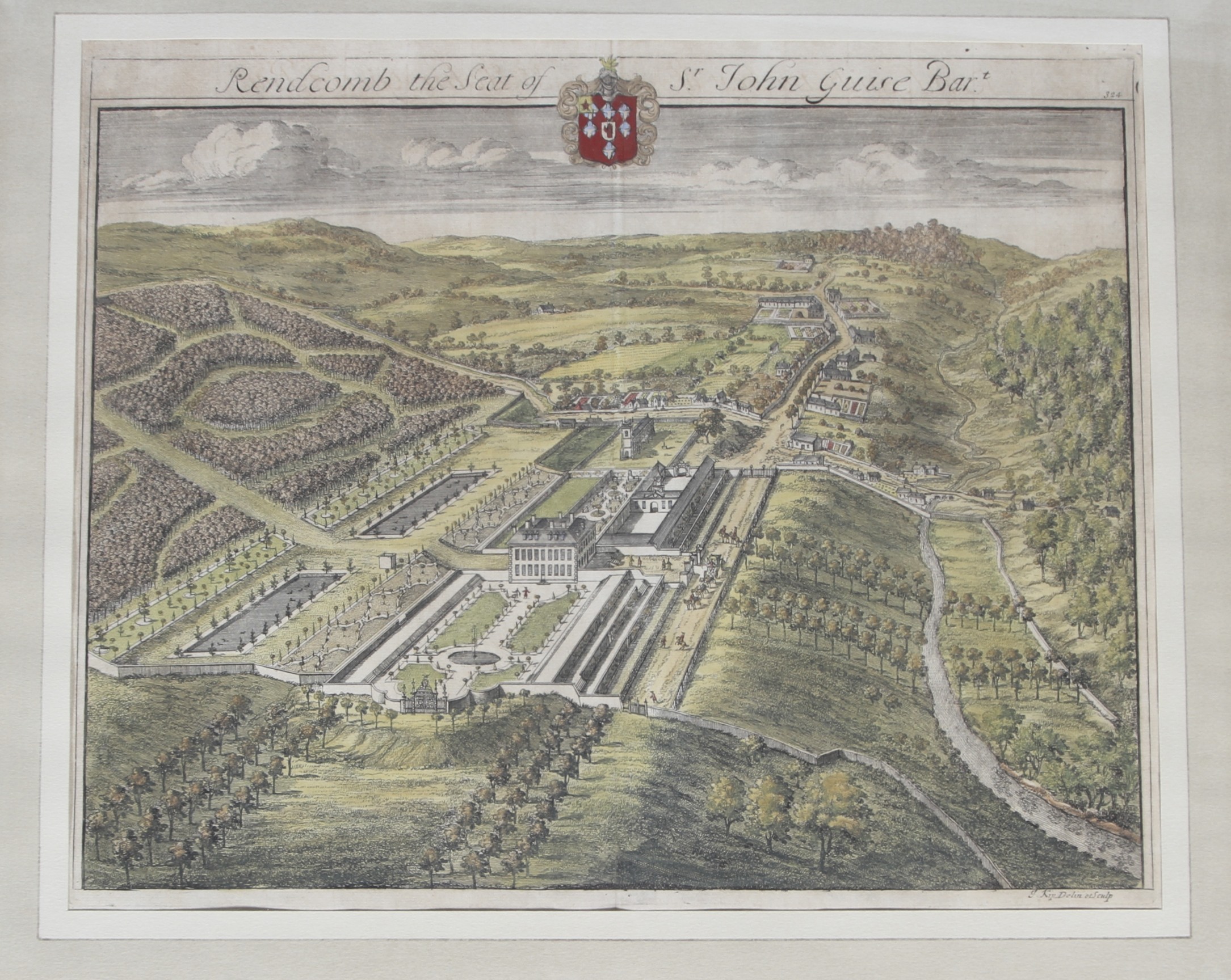 After Johannes Kip (circa 1710), a set of four hand coloured topographical engravings. - Image 3 of 5