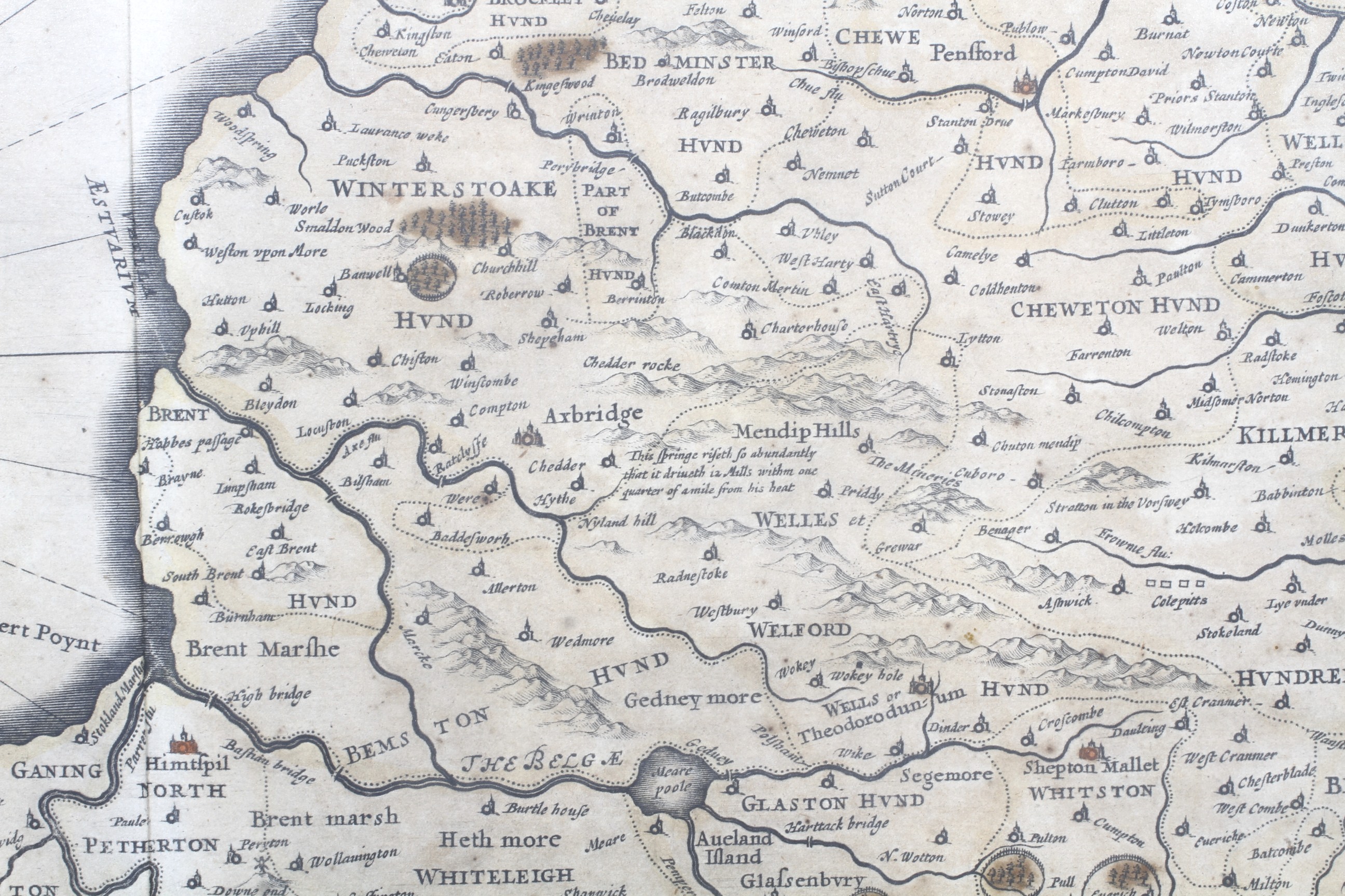 A circa 1636 map of Somerset by Henricus Hondius and Jan Jansson. - Image 3 of 4