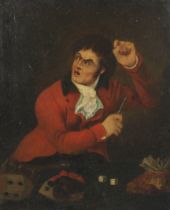 19th century English School, oil on canvas, The Gambler.