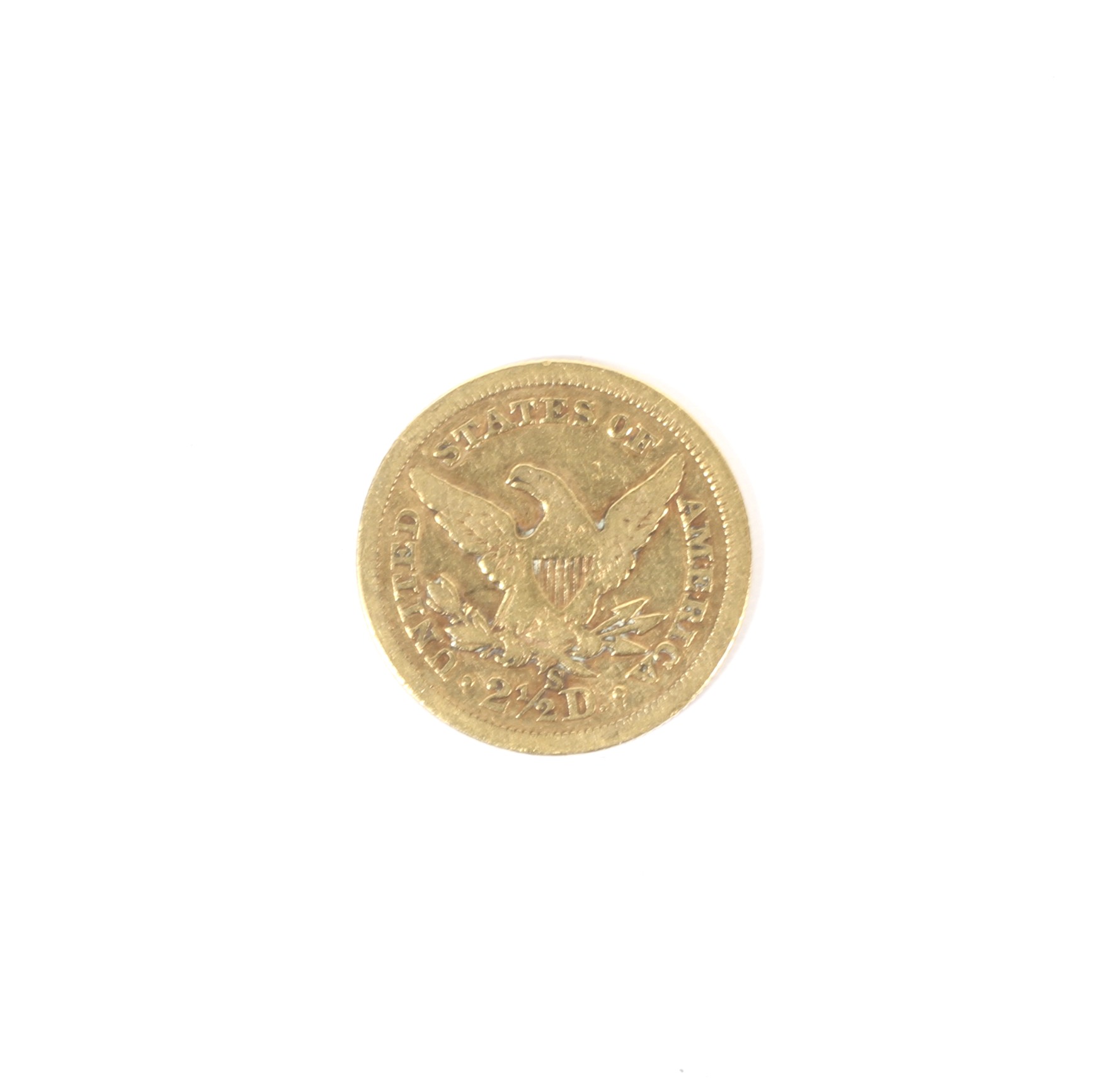 A rare USA 1865 (S) gold 2 and half dollar coin, - Image 2 of 2