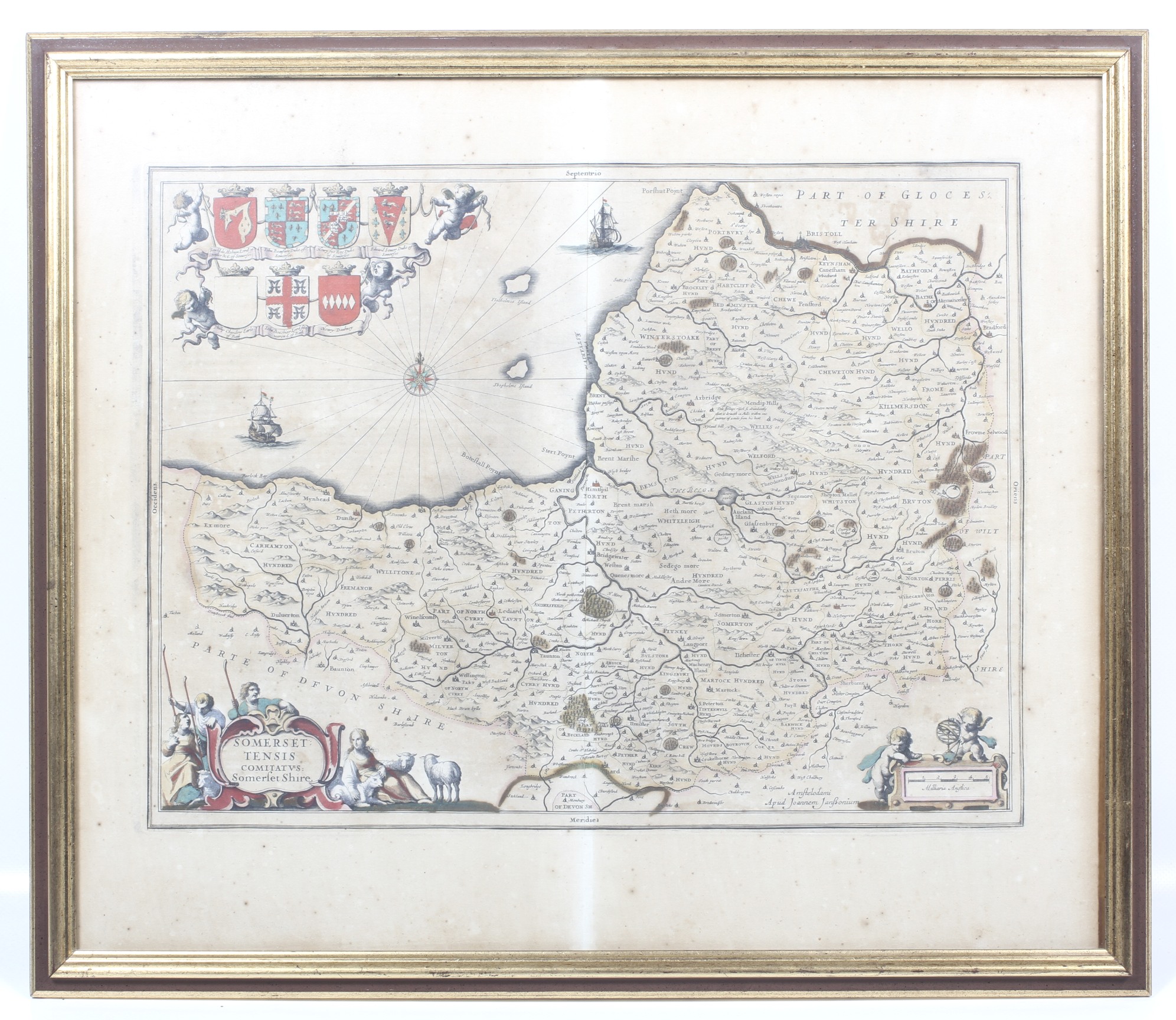 A circa 1636 map of Somerset by Henricus Hondius and Jan Jansson. - Image 2 of 4