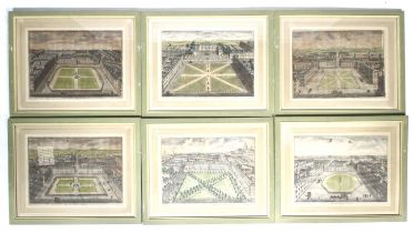 A set of six hand coloured engravings after 1754 Storve's survey by Sutton Nicholls.