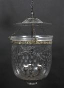 A late 20th century French glass pendant ceiling lamp.