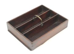 A Georgian mahogany and brass three section country house housekeeper's cutlery tray. H7.