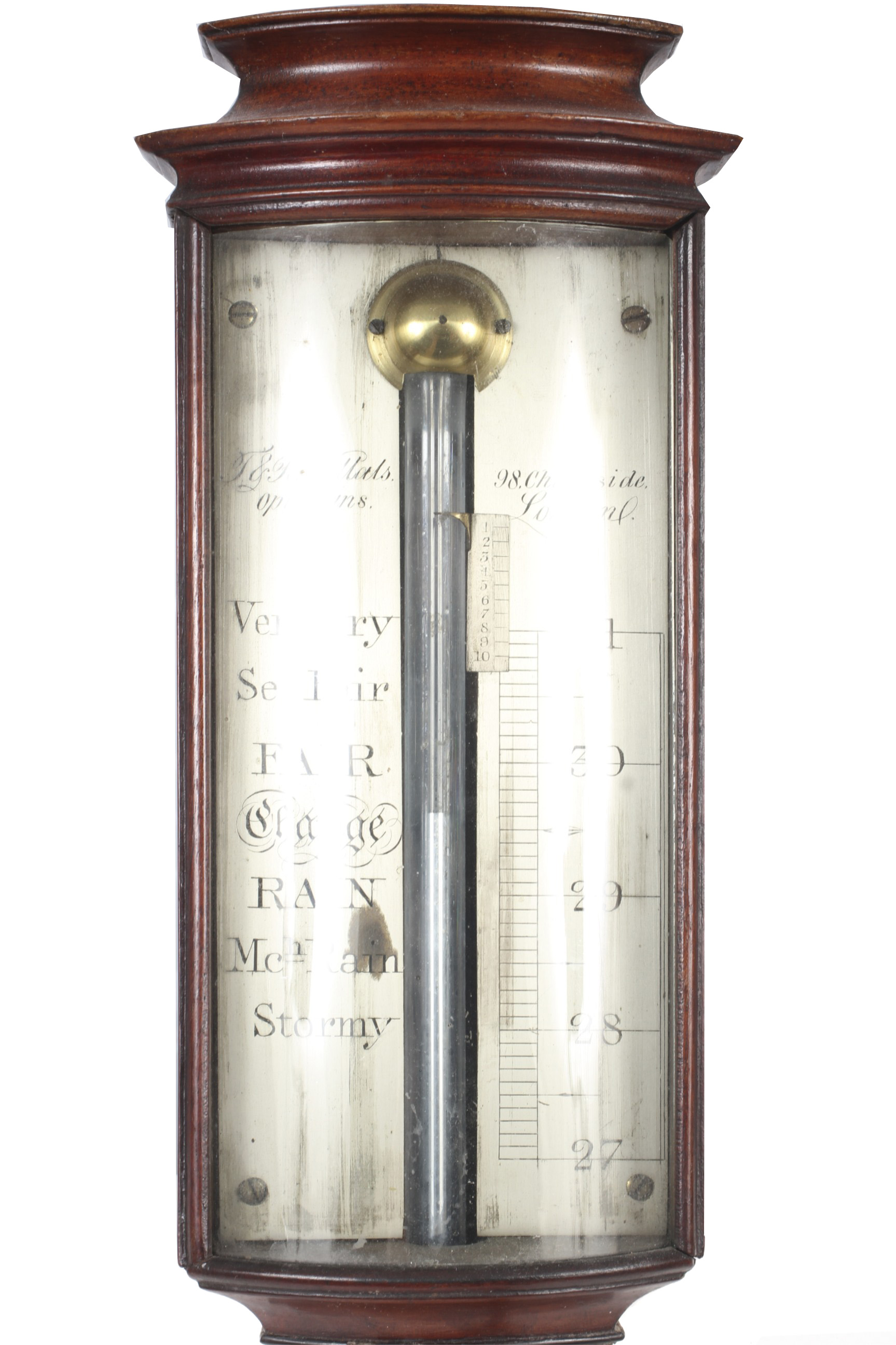 T & P Willals Opticians, 98 Cheapside, London, bowfront barometer. - Image 2 of 2