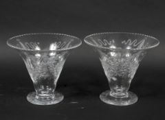 A pair of 18th/19th century Irish glass trumpet formed vases.