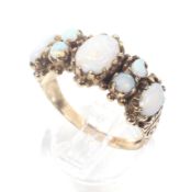 A vintage 9ct gold and opal dress ring in Victorian style.