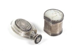An early George III silver and mother of pearl mounted box and a Continental silver mounted
