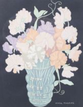 Hall Thorpe, (Australian/British, 1874-1947), coloured woodblock print of sweetpeas.