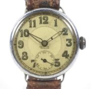 Tudor, a mid-size chrome plated and stainless steel round wrist watch, circa 1930(?).
