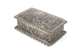 A late Victorian silver jewellery box.