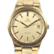 Omega, a gentleman's gold-plated and stainless steel automatic bracelet watch, circa 1979.