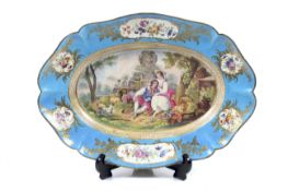 A circa 1758 Sevres oval hand painted dish.