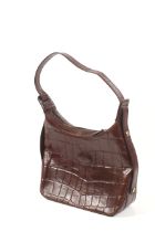 A vintage Mulberry shoulder bag, crafted from crocodile embossed brown leather.