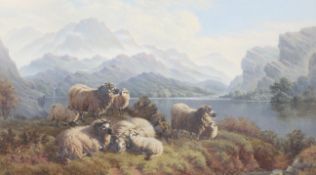 Daniel H Winder, (1870 - circa 1920), oil on canvas, North Country Sheep in the Highlands, 1917.