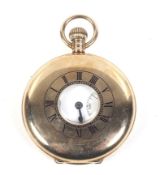 Swiss for J W Benson, a 9ct gold half-hunter cased keyless pocket watch, circa 1930,