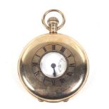 Swiss for J W Benson, a 9ct gold half-hunter cased keyless pocket watch, circa 1930,