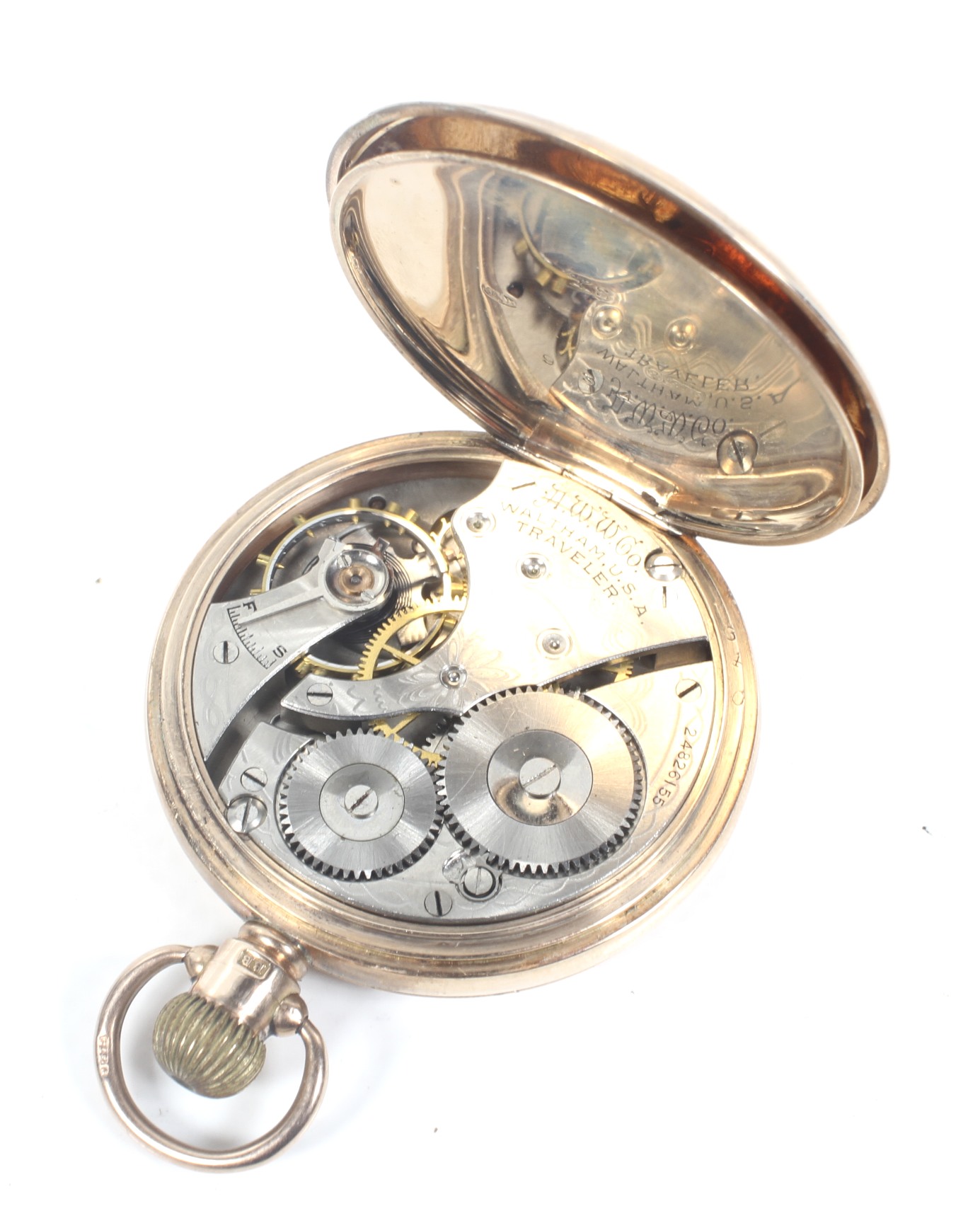 Waltham U.S.A, an early 20th century 9ct rose gold cased open-face keyless pocket watch. - Image 4 of 4