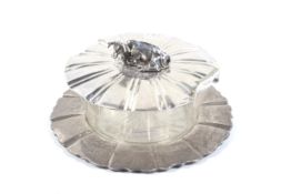 A William IV silver butter dish stand and cover with a glass dish.