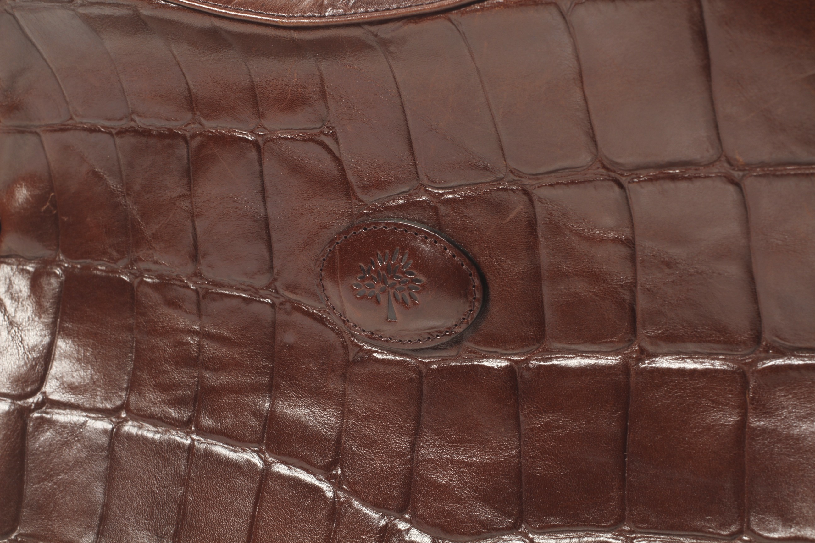 A vintage Mulberry shoulder bag, crafted from crocodile embossed brown leather. - Image 2 of 3