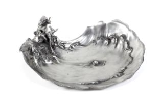 Achille Gamba (Italian, 1881-1944), 'Coupe' circa 1900 Art Nouveau pewter tray.