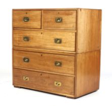 A 19th century mahogany campaign chest with locks marked 'Craves & Sons, Devonport'.