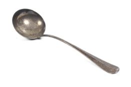 A silver rat tail soup ladle.