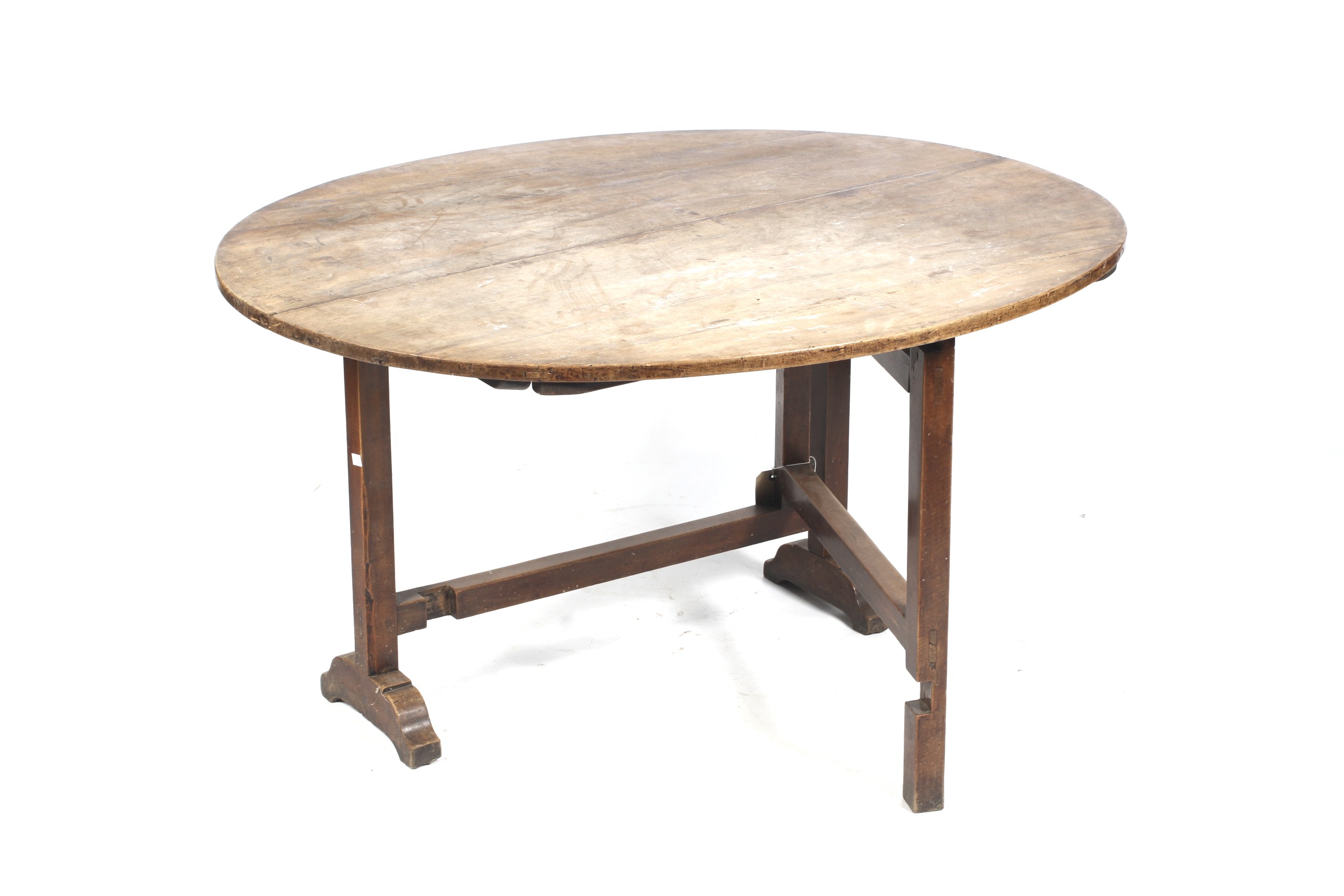 A 19th century French walnut oval tilt top table.
