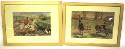Manner of J Surtees, 19thc comical hunting chromolithographs, a pair , 'Don't move there ,