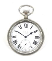 G.W.R. 03289, a Swiss nickel cased open face keyless pocket watch, no 3712942.