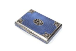 An Austro-Hungarian .900 standard silver and blue guilloche enamelled rectangular box.