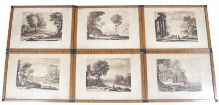 Richard Earlum after Claude le Lorrain (1600-1682), six sepia engravings.