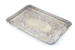 A late Victorian silver rectangular dressing table tray.