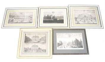 Five 19th and 20th century engravings of European and Eastern stately homes and palaces.