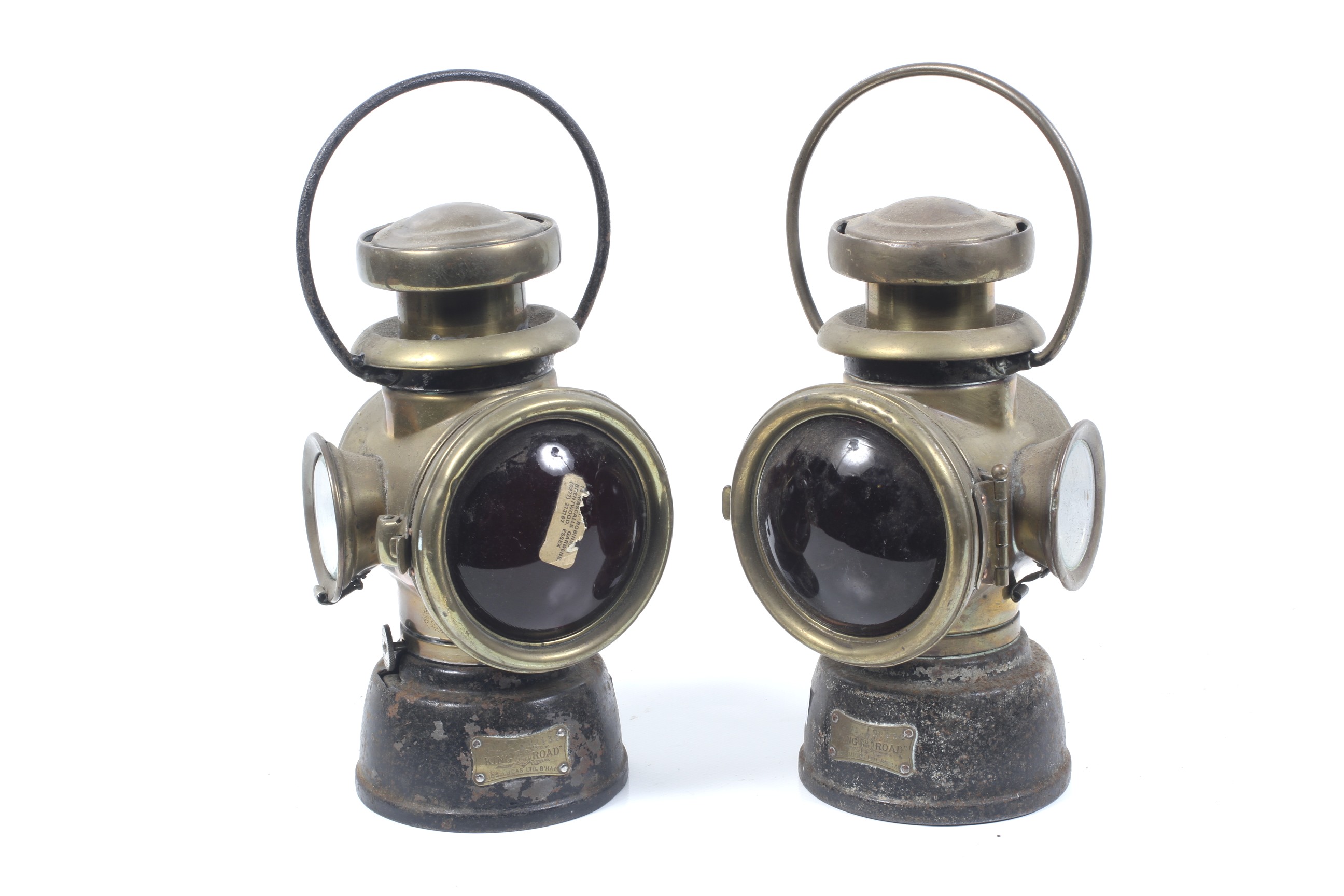 Automobilia - A pair of 'Lucas King of the Road no 432' brass cased,