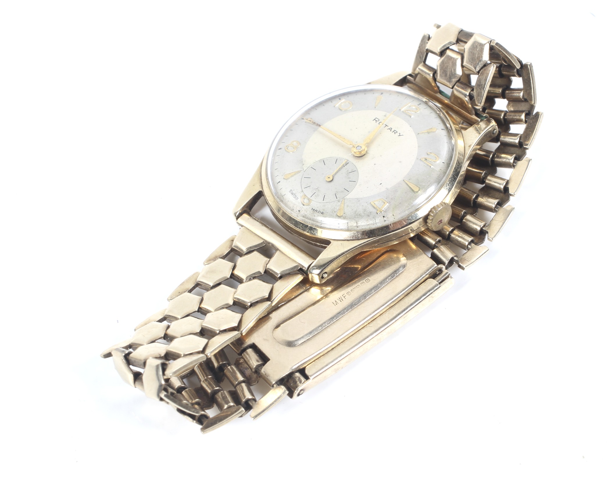 Rotary, a vintage 9ct cased bracelet watch, circa 1955, on a later bracelet. - Image 3 of 5