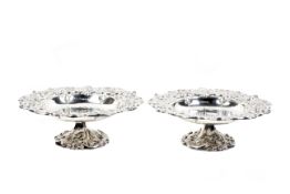 A pair of silver pedestal fruit dishes or tazzas.