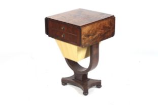 A Regency mahogany Lady's drop leaf work table with 2 drawers,