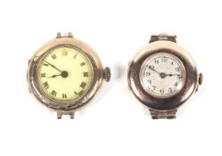 Two early 20th century lady's 9ct gold cased round wrist watches including a Rolex, circa 1913.