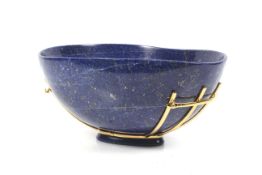 A lapis lazuli ovoid bowl.