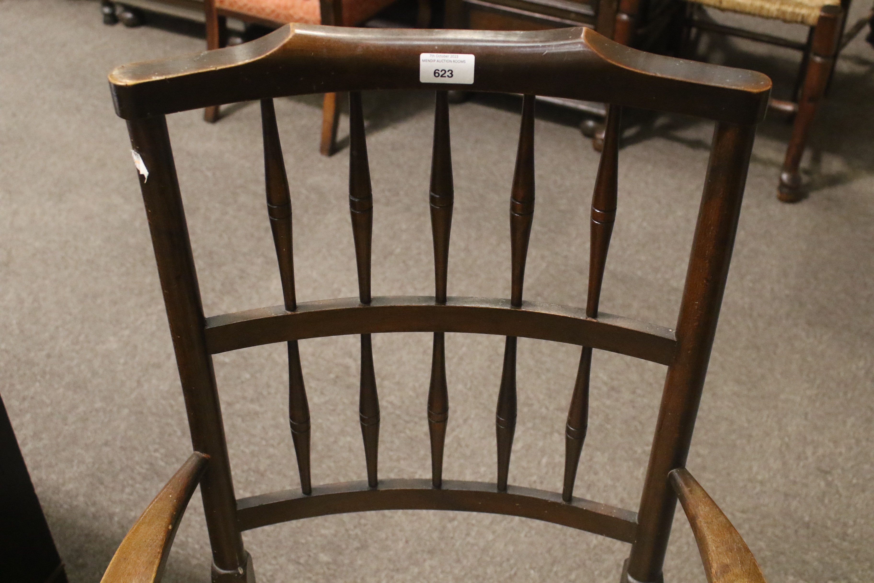 An Arts and Crafts beech open armchair. - Image 7 of 10