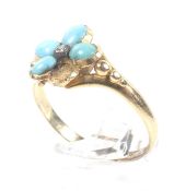 A Victorian gold, turquoise and diamond flower-head cluster ring.