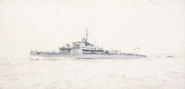 Gerald M Burn (British 1862-1945) watercolour of HMS 'Uproar.