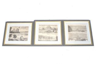 Three 19th and 20th century engravings of European and Eastern stately homes and palaces.