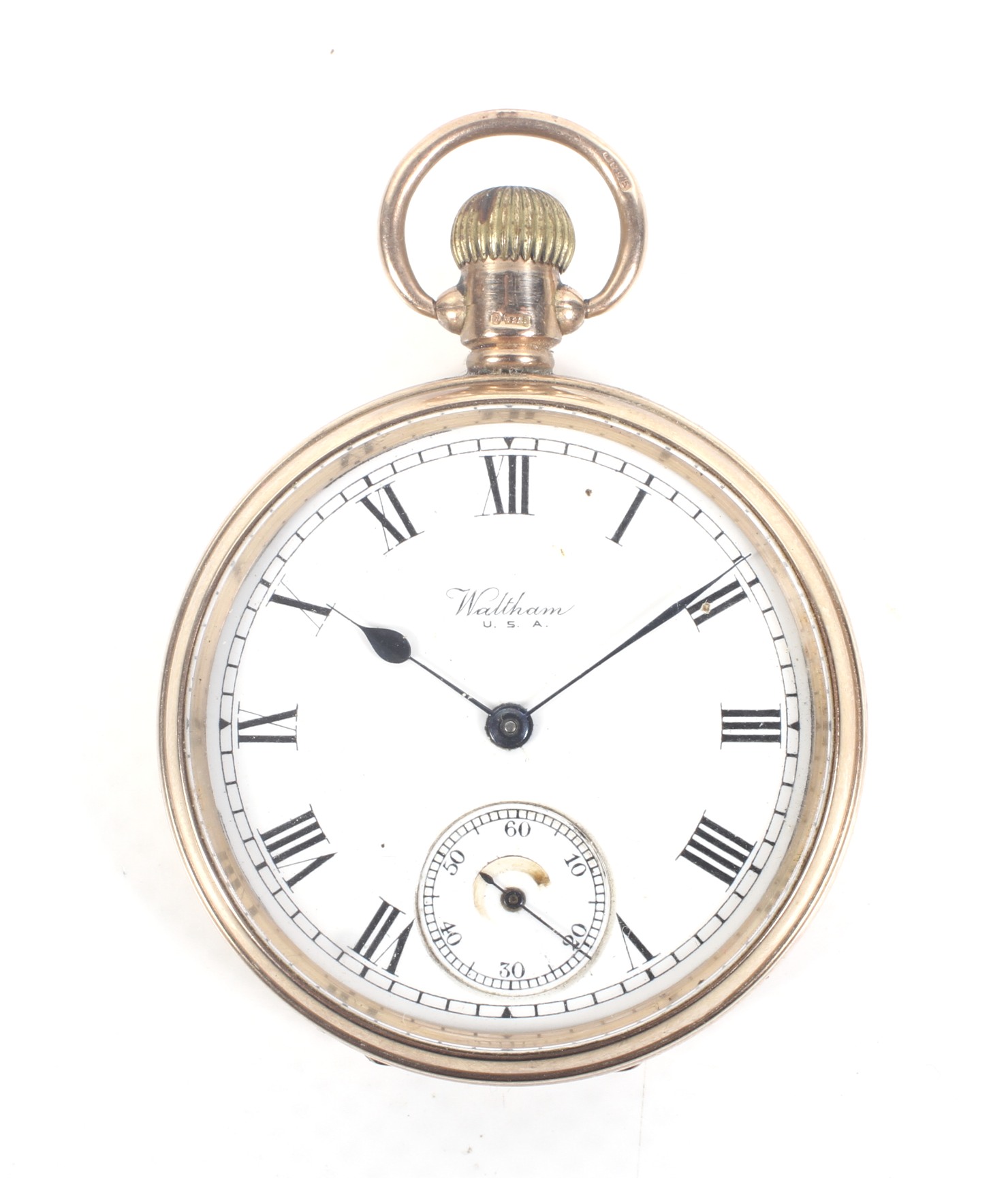 Waltham U.S.A, an early 20th century 9ct rose gold cased open-face keyless pocket watch.