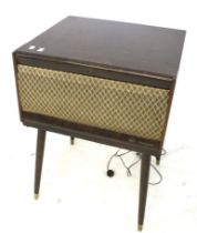 A vintage RCA phonograph record player. Mounted on tapered supports, H71.