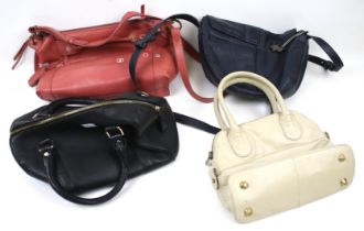 Four leather handbags.